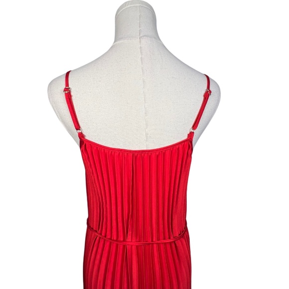 NWT Sam Edelman Pleated Red Dress With Tie At Waist (S) - Picture 5 of 9